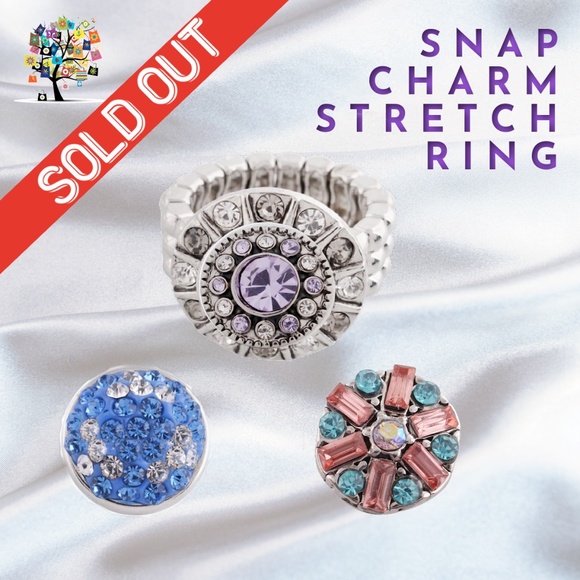 Dragonfly Spirit Designs Jewelry - Snap Charm Stretch Ring with 3 Mini Snap Charms